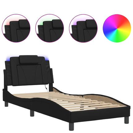 sengeramme Viana med LED uden madras 90x200 cm sort