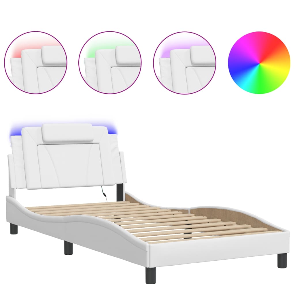 sengeramme Viana med LED uden madras 100x200 cm hvid