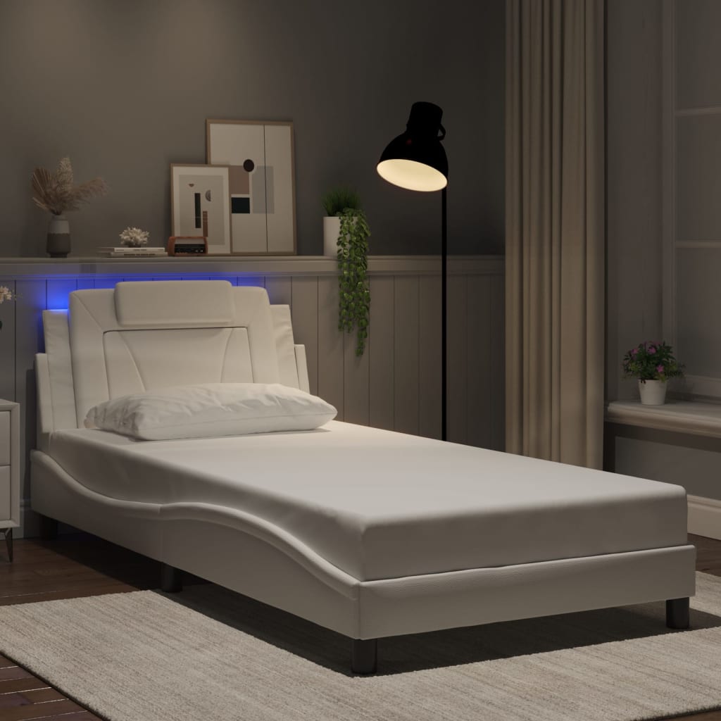 sengeramme Viana med LED uden madras 100x200 cm hvid