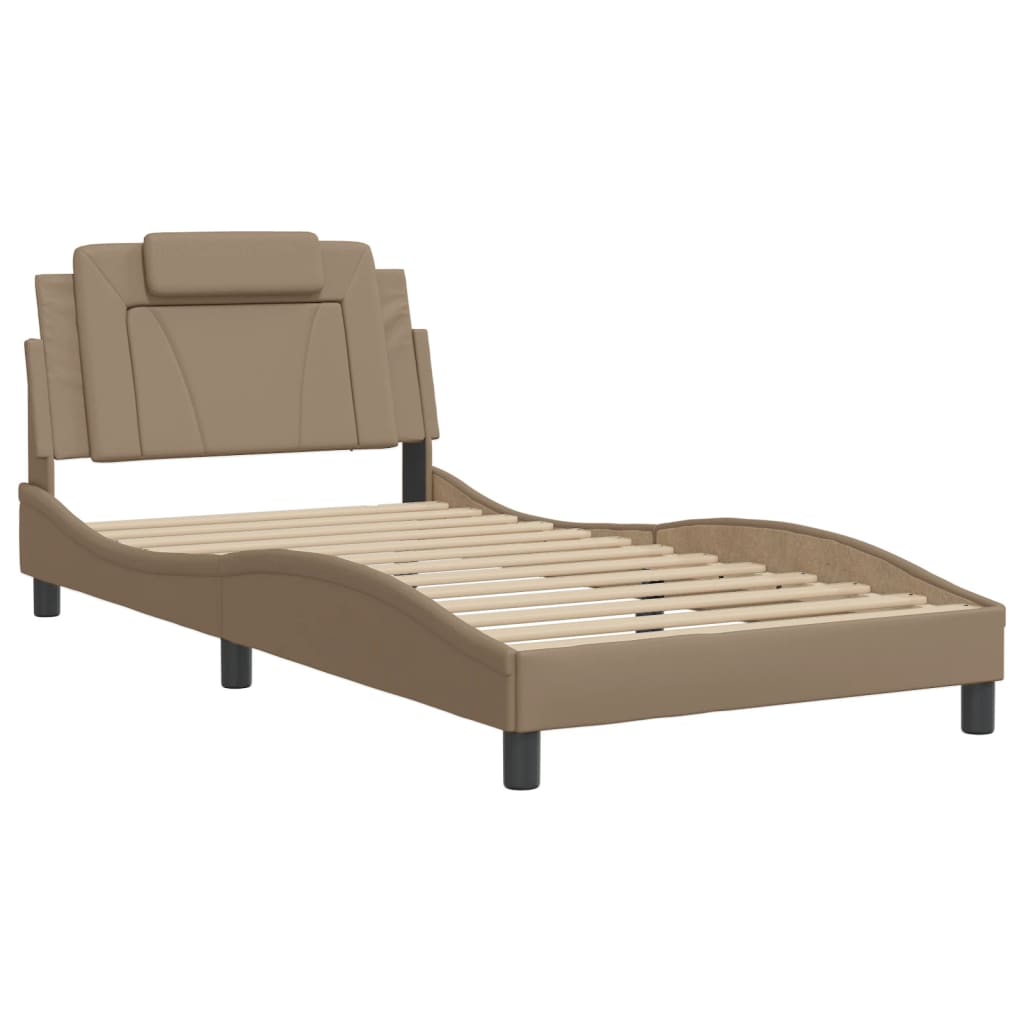 sengeramme Viana med LED uden madras 100x200 cm cappuccinofarvet