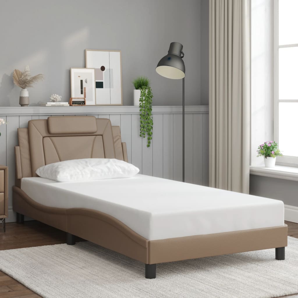 sengeramme Viana med LED uden madras 100x200 cm cappuccinofarvet