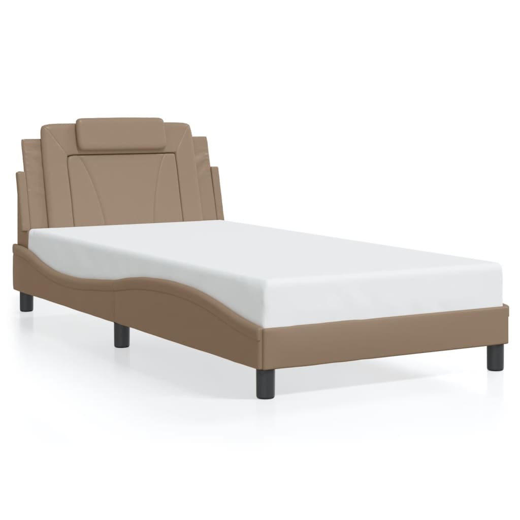 sengeramme Viana med LED uden madras 100x200 cm cappuccinofarvet