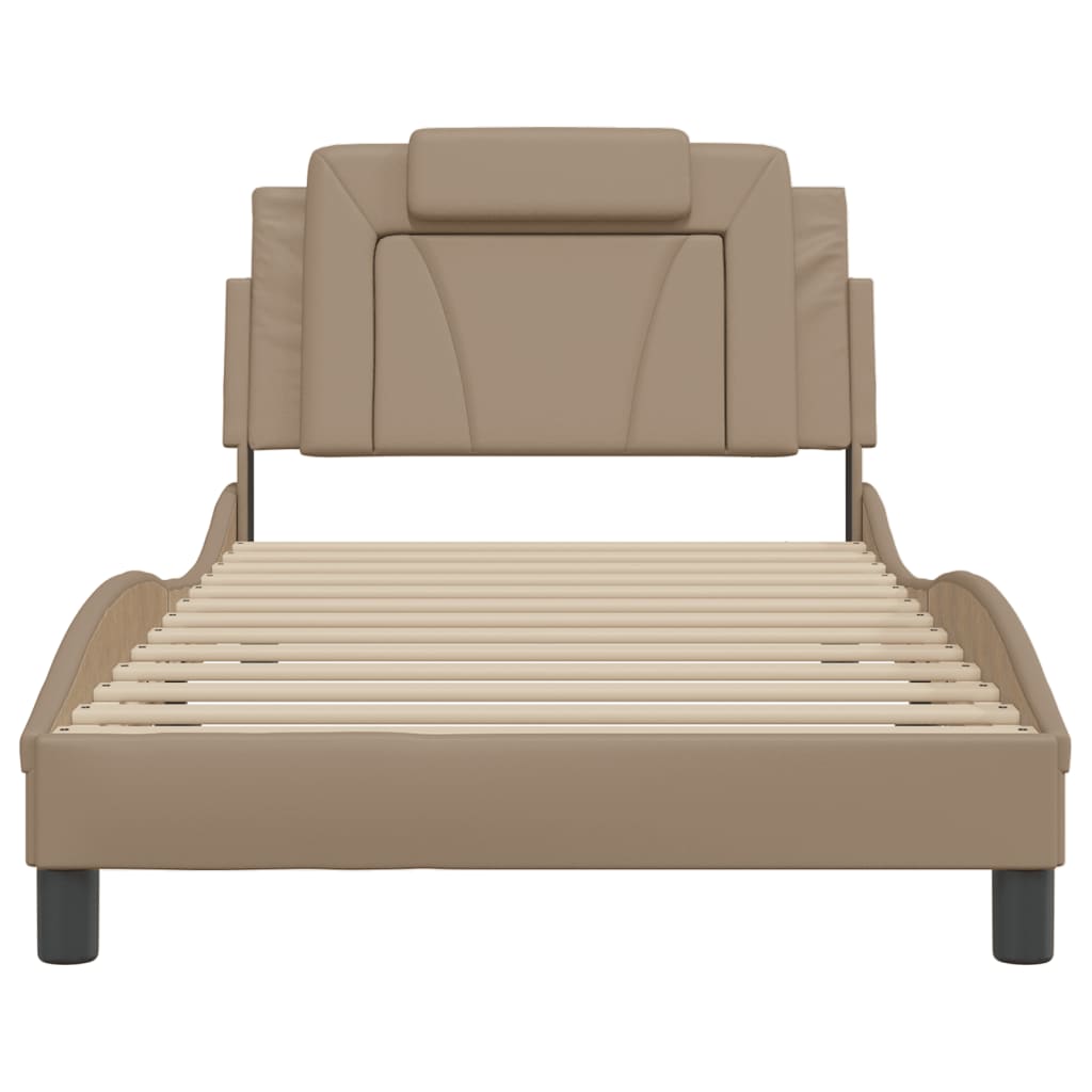 sengeramme Viana med LED uden madras 100x200 cm cappuccinofarvet