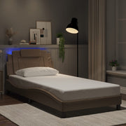 sengeramme Viana med LED uden madras 100x200 cm cappuccinofarvet