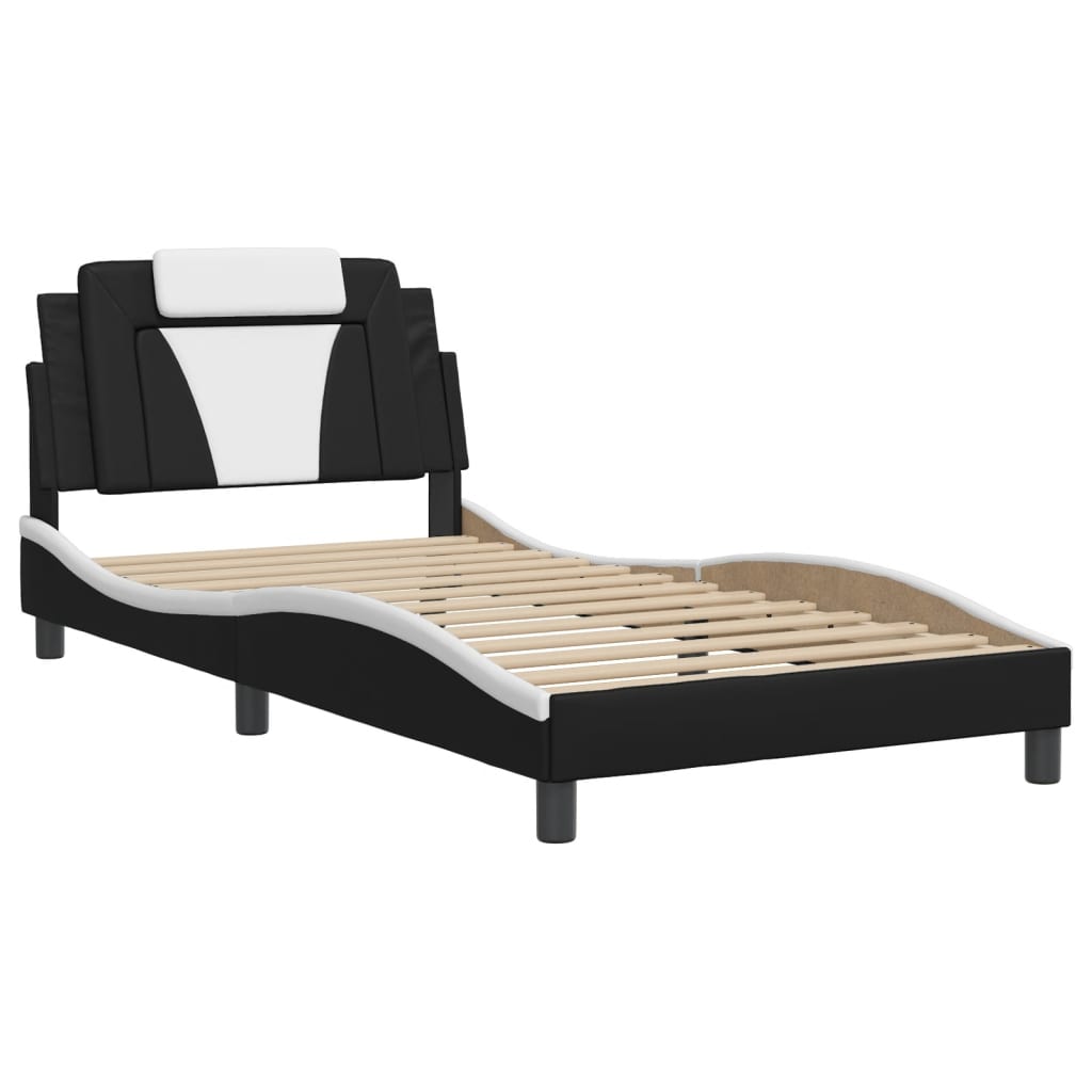 sengeramme Viana med LED uden madras 100x200 cm sort og hvid