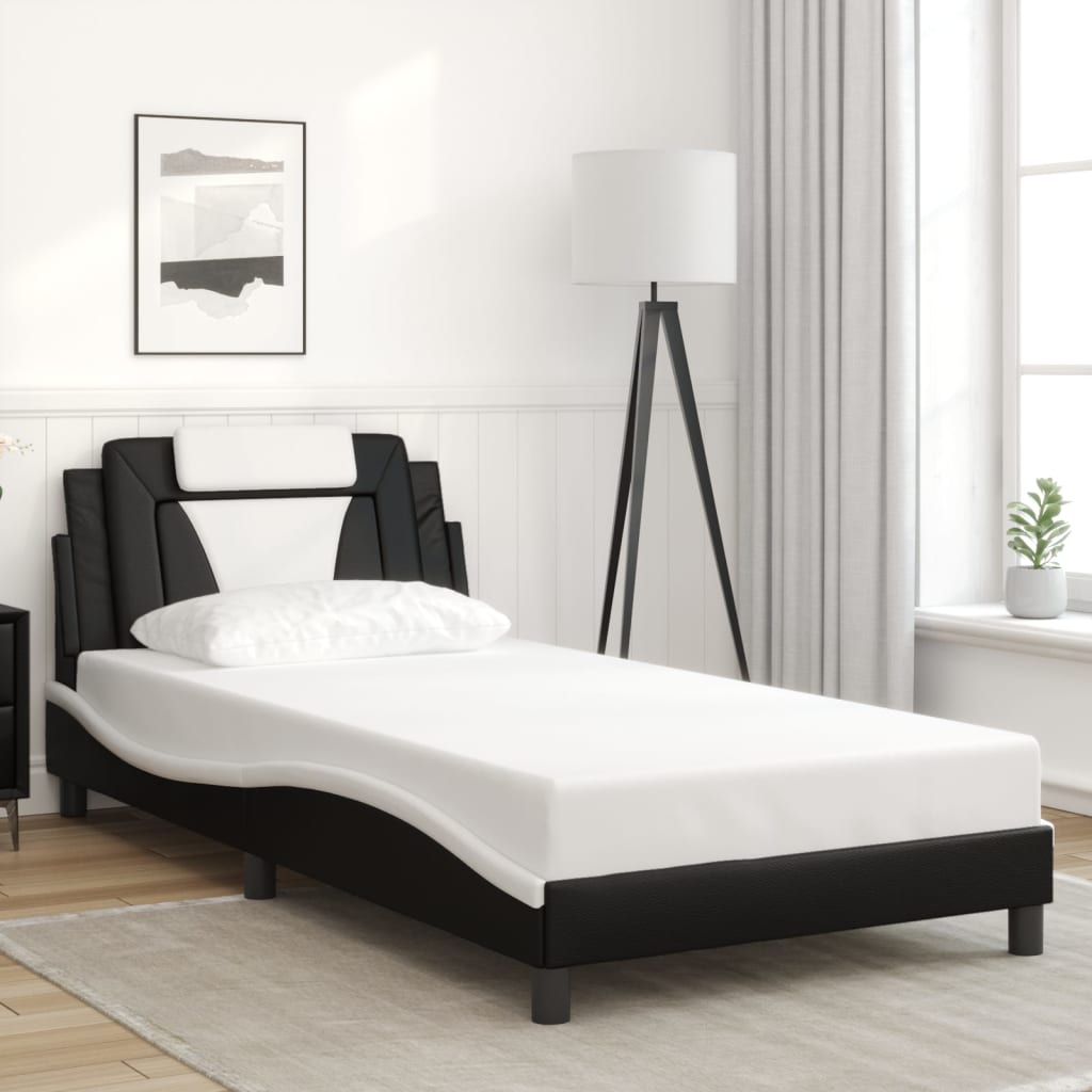 sengeramme Viana med LED uden madras 100x200 cm sort og hvid
