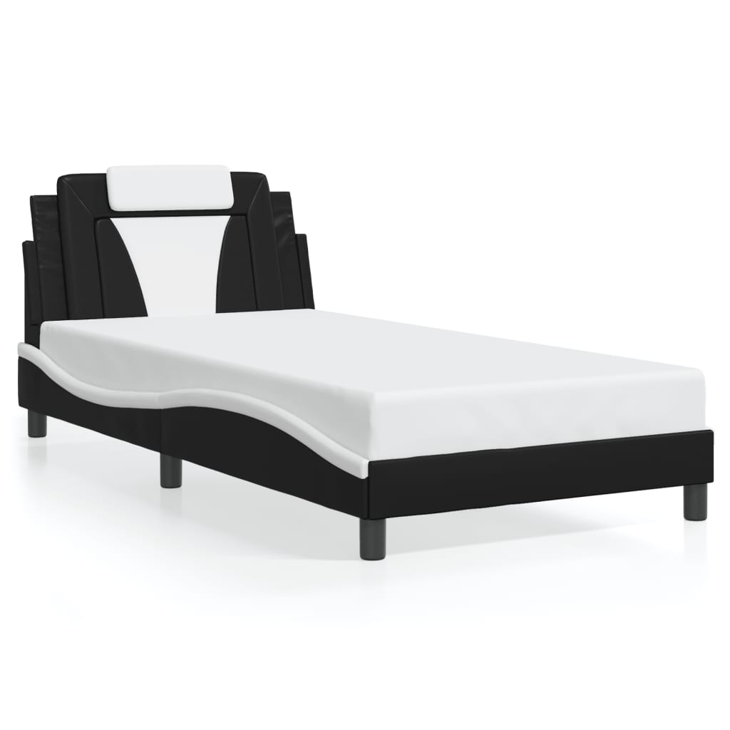 sengeramme Viana med LED uden madras 100x200 cm sort og hvid