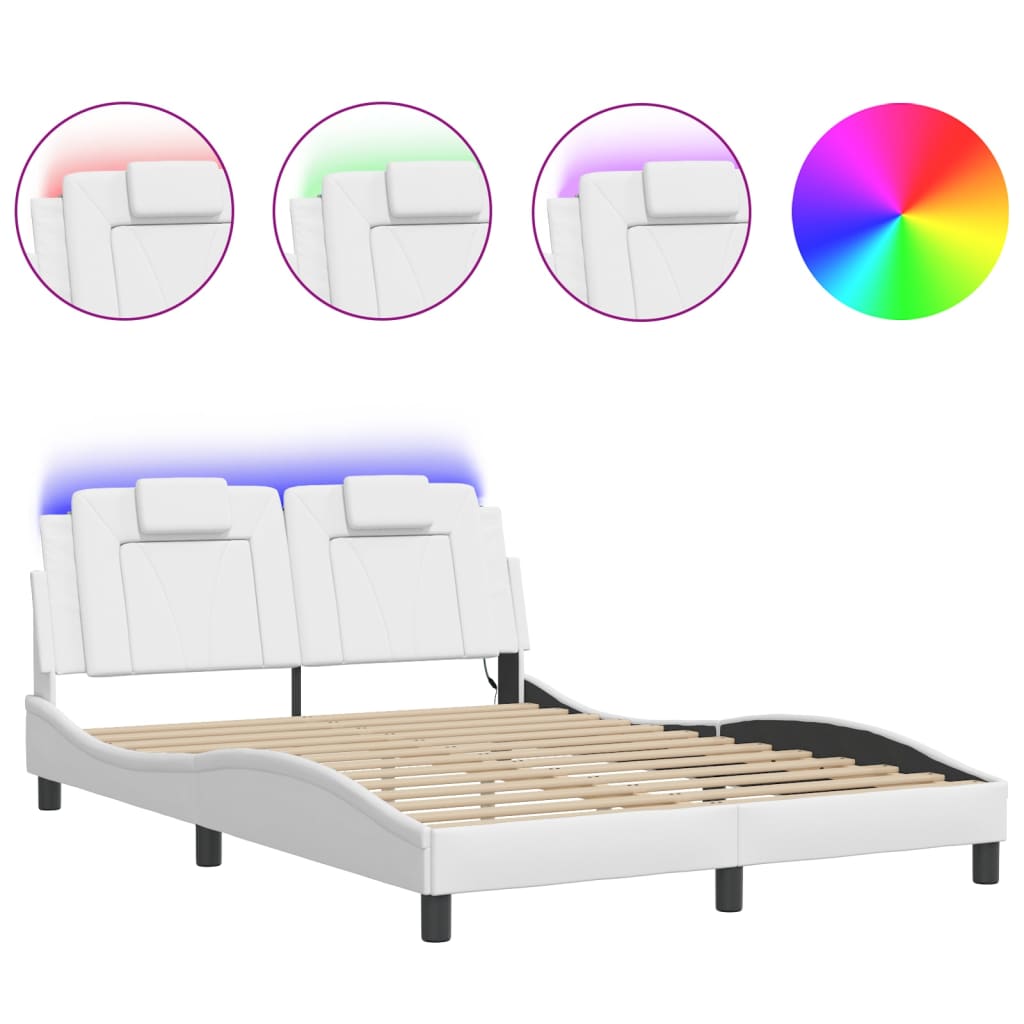sengeramme Viana med LED uden madras 120x200 cm hvid