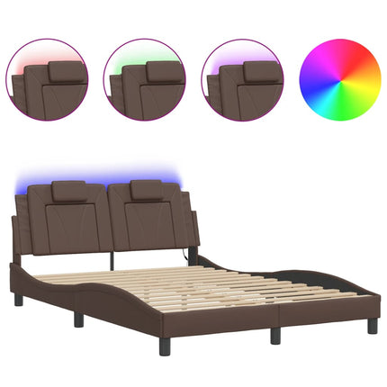 sengeramme Viana med LED uden madras 120x200 cm brun