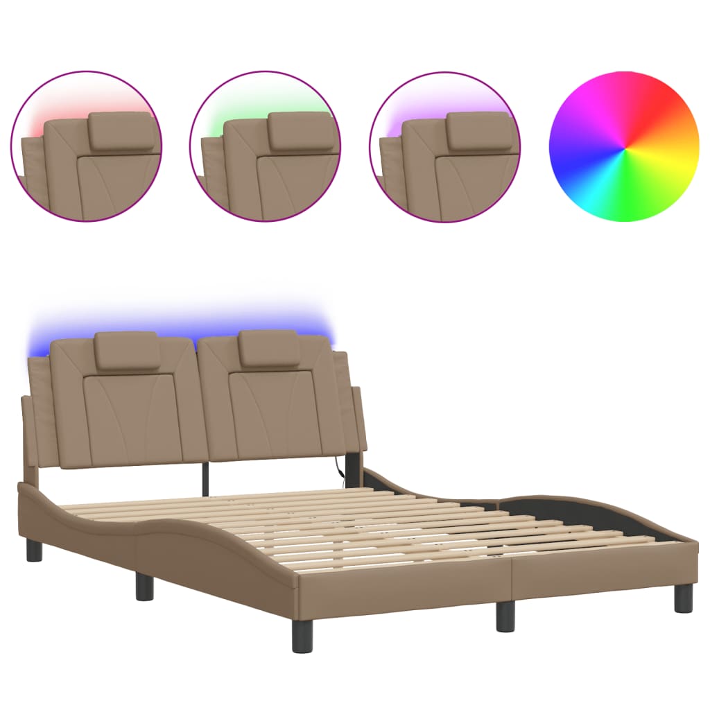 sengeramme Viana med LED uden madras 120x200 cm cappuccinofarvet