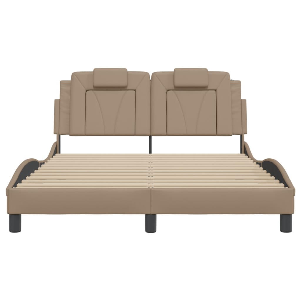 sengeramme Viana med LED uden madras 120x200 cm cappuccinofarvet