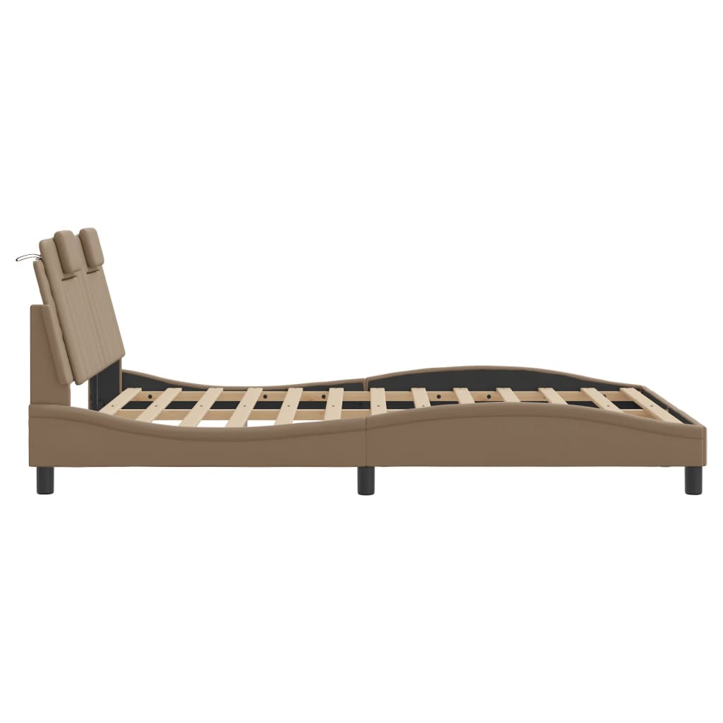 sengeramme Viana med LED uden madras 120x200 cm cappuccinofarvet