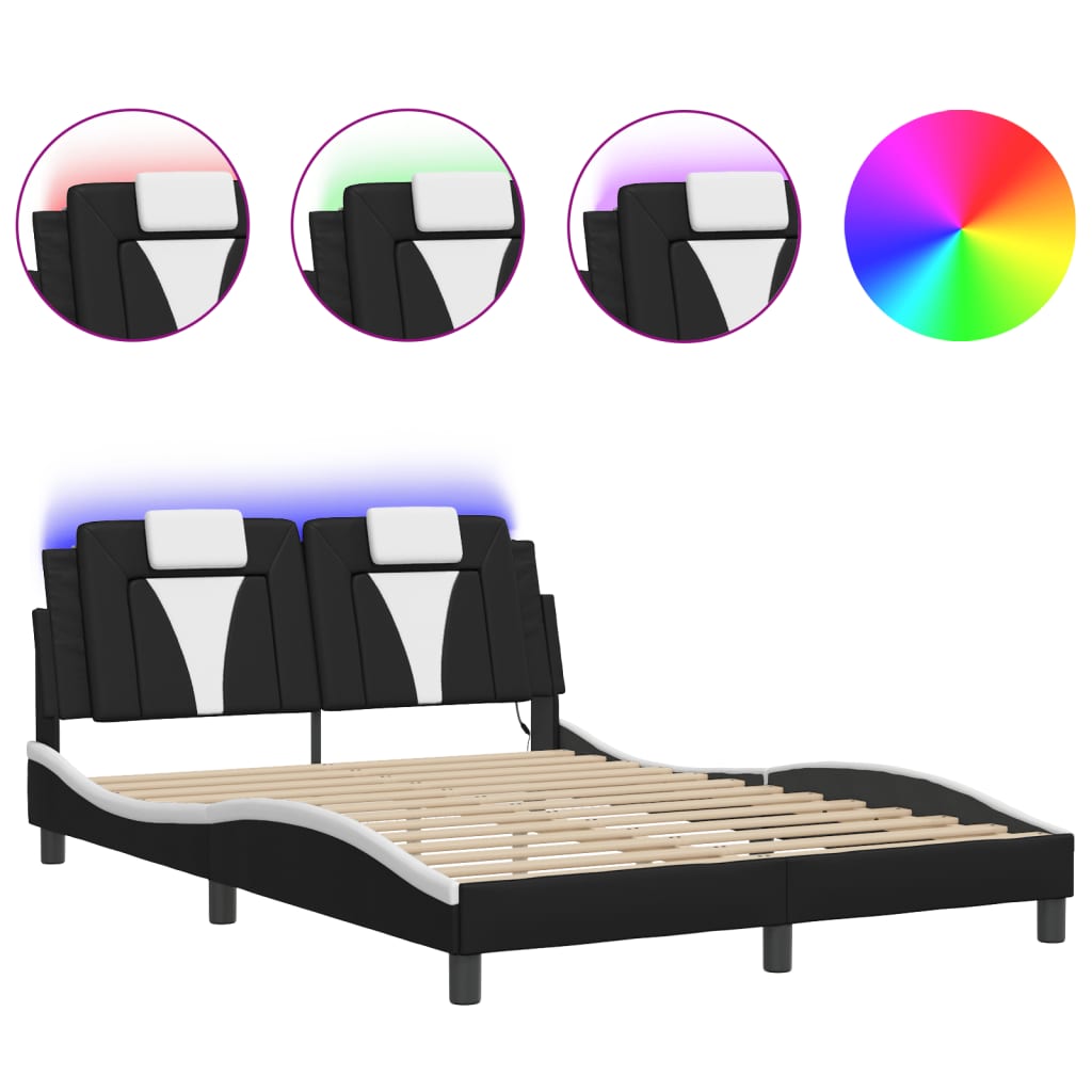 sengeramme Viana med LED uden madras 120x200 cm sort og hvid