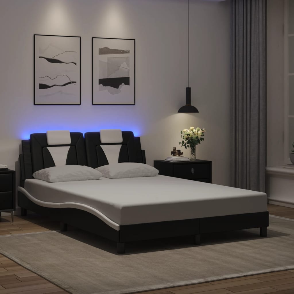 sengeramme Viana med LED uden madras 120x200 cm sort og hvid
