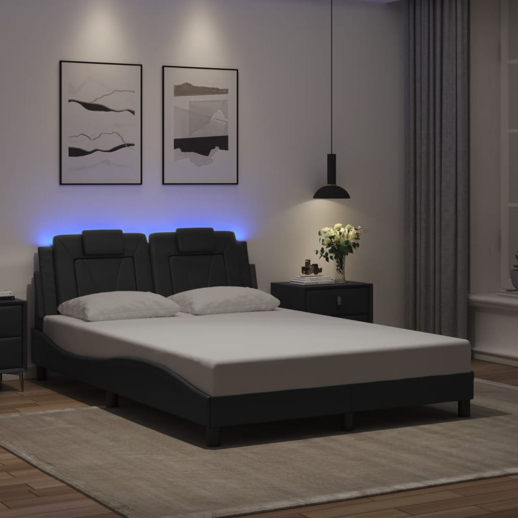 sengeramme Viana med LED uden madras 140x190 cm sort