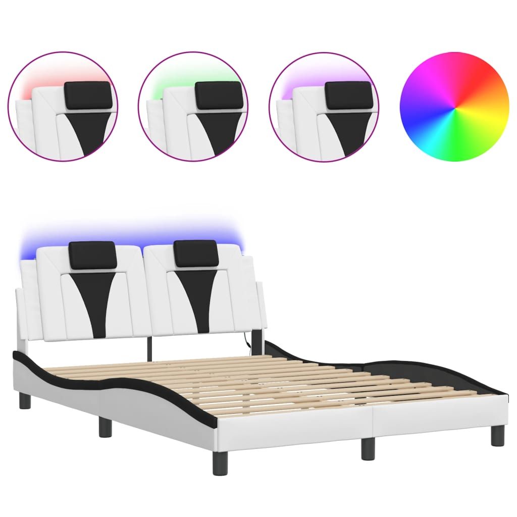 sengeramme Viana med LED uden madras 200x200 cm hvid og sort