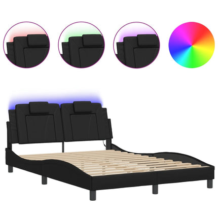 sengeramme Viana med LED uden madras 140x200 cm sort