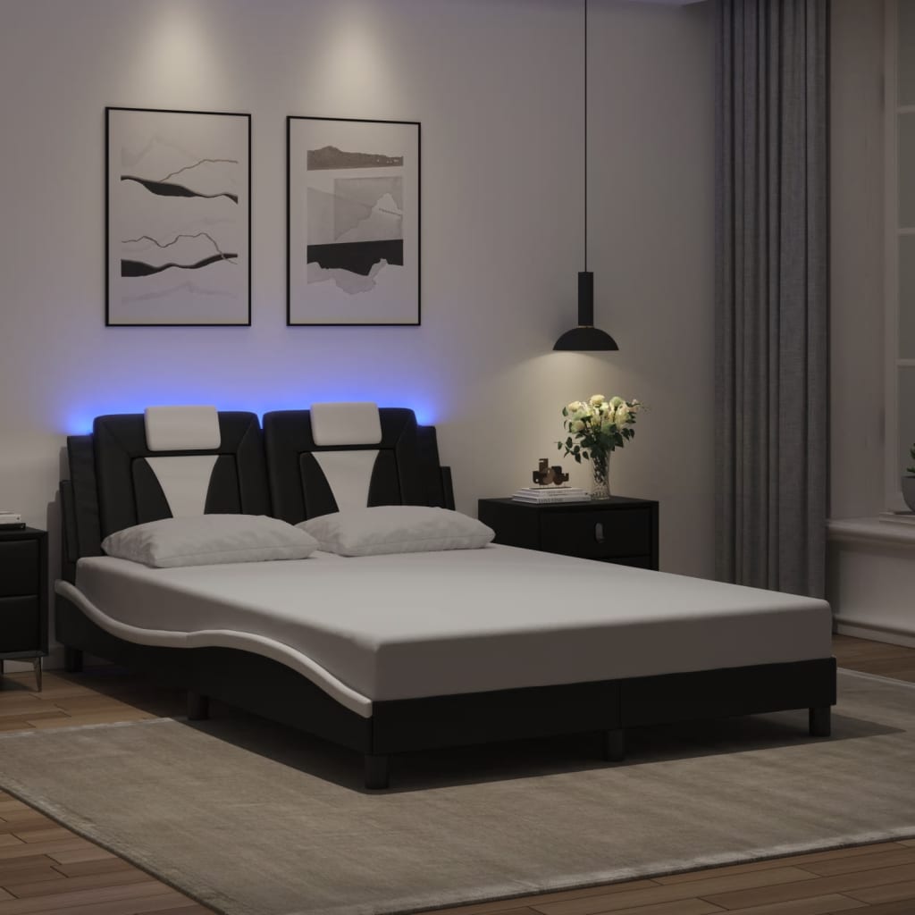 sengeramme Viana med LED uden madras 140x200 cm sort og hvid