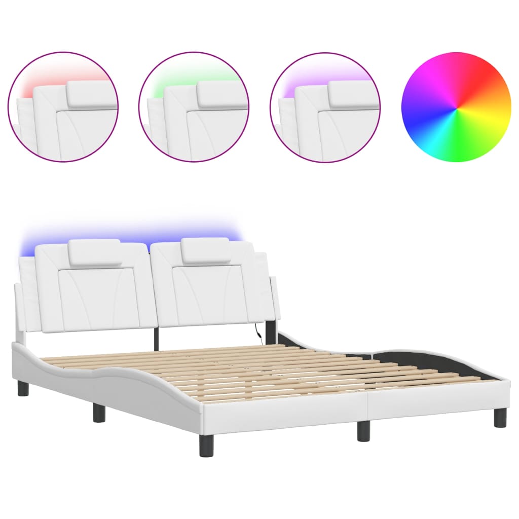 sengeramme Viana med LED uden madras 160x200 cm hvid