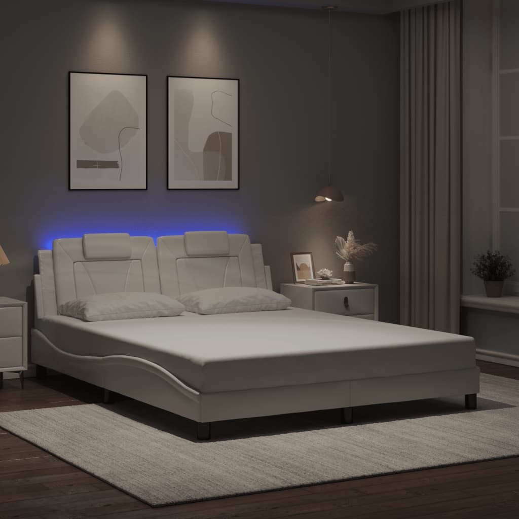 sengeramme Viana med LED uden madras 160x200 cm hvid