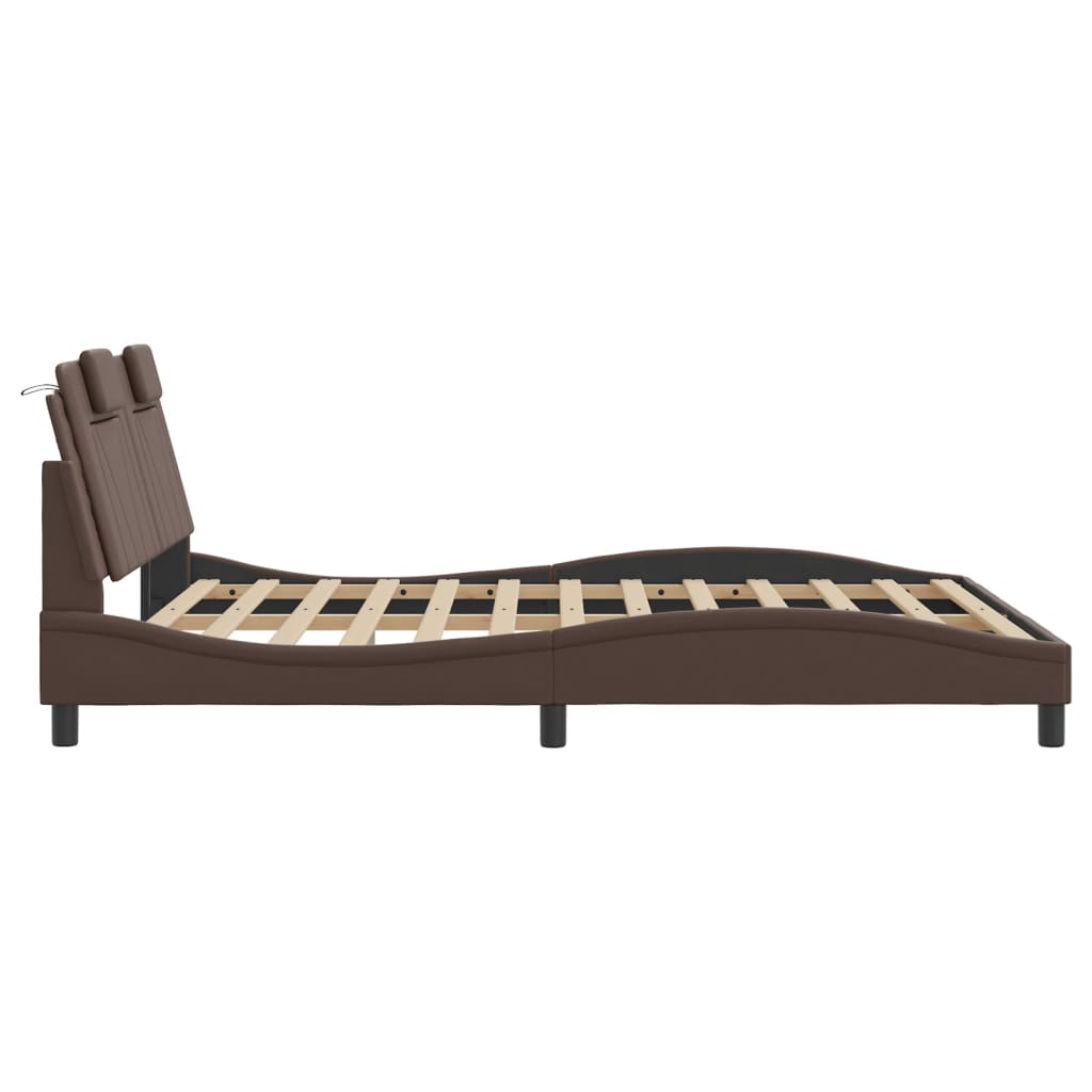 sengeramme Viana med LED uden madras 160x200 cm brun