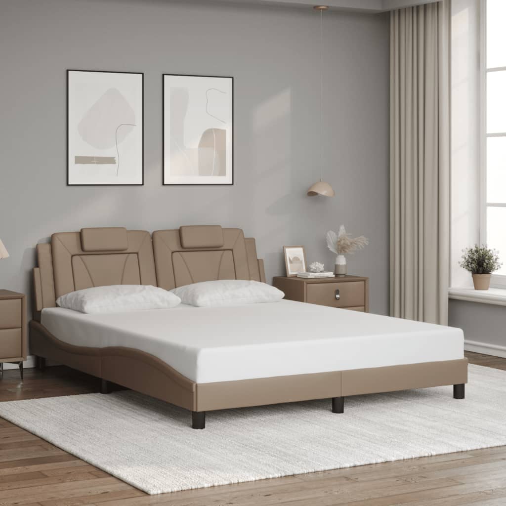 sengeramme Viana med LED uden madras 160x200 cm cappuccinofarvet