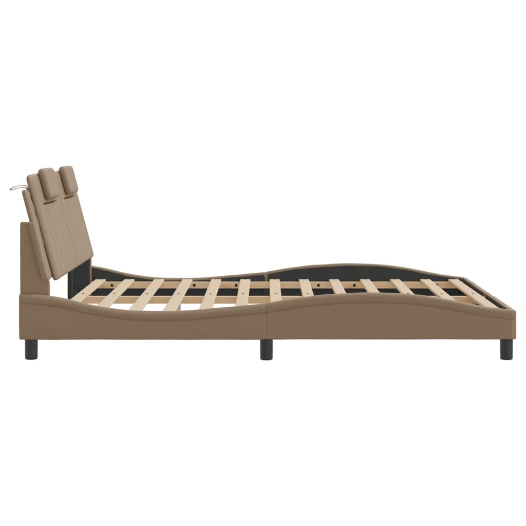 sengeramme Viana med LED uden madras 160x200 cm cappuccinofarvet