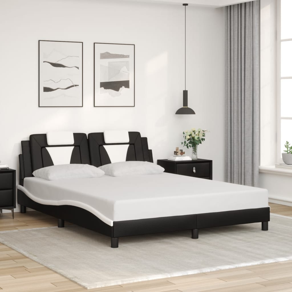 sengeramme Viana med LED uden madras 160x200 cm sort og hvid