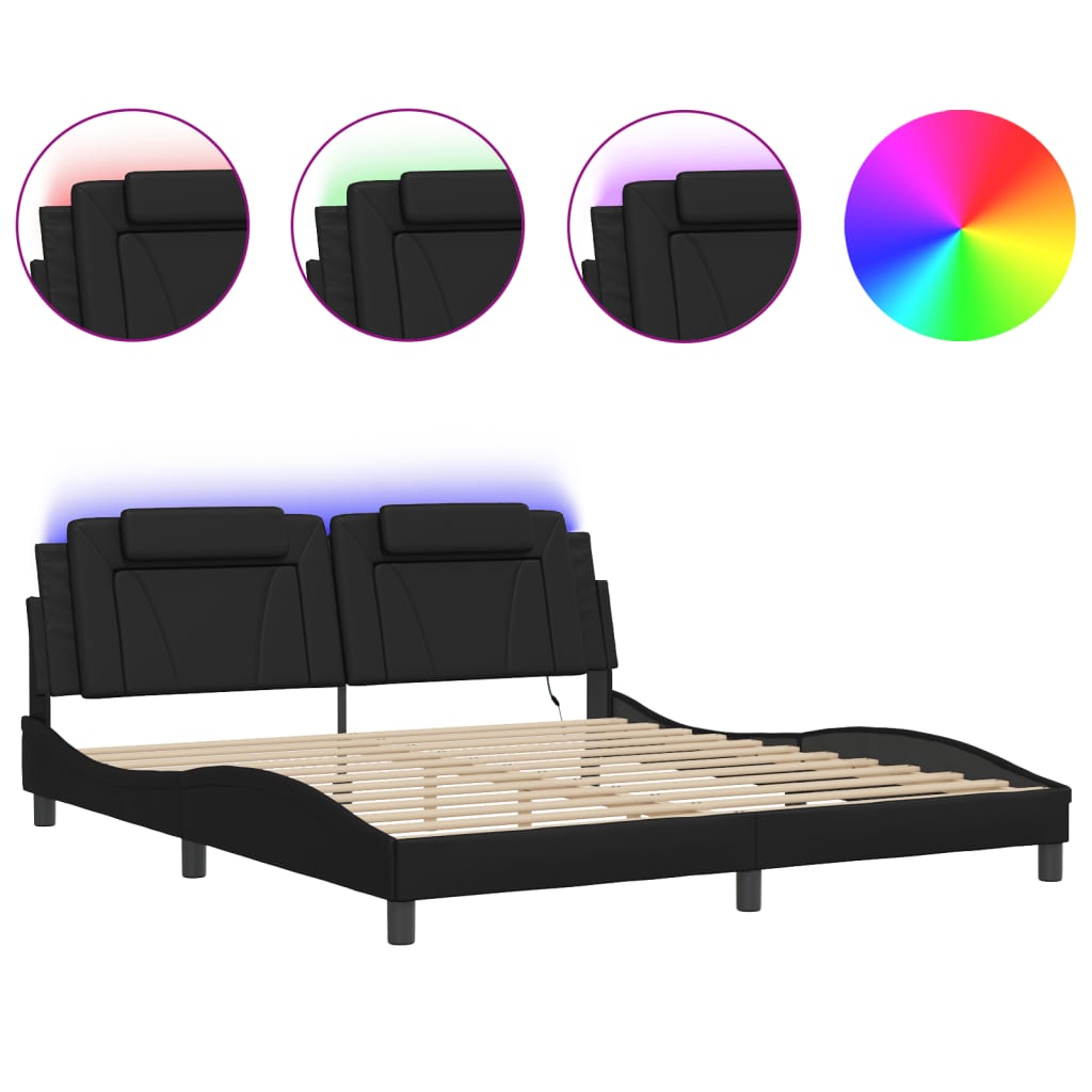 sengeramme Viana med LED uden madras 180x200 cm sort