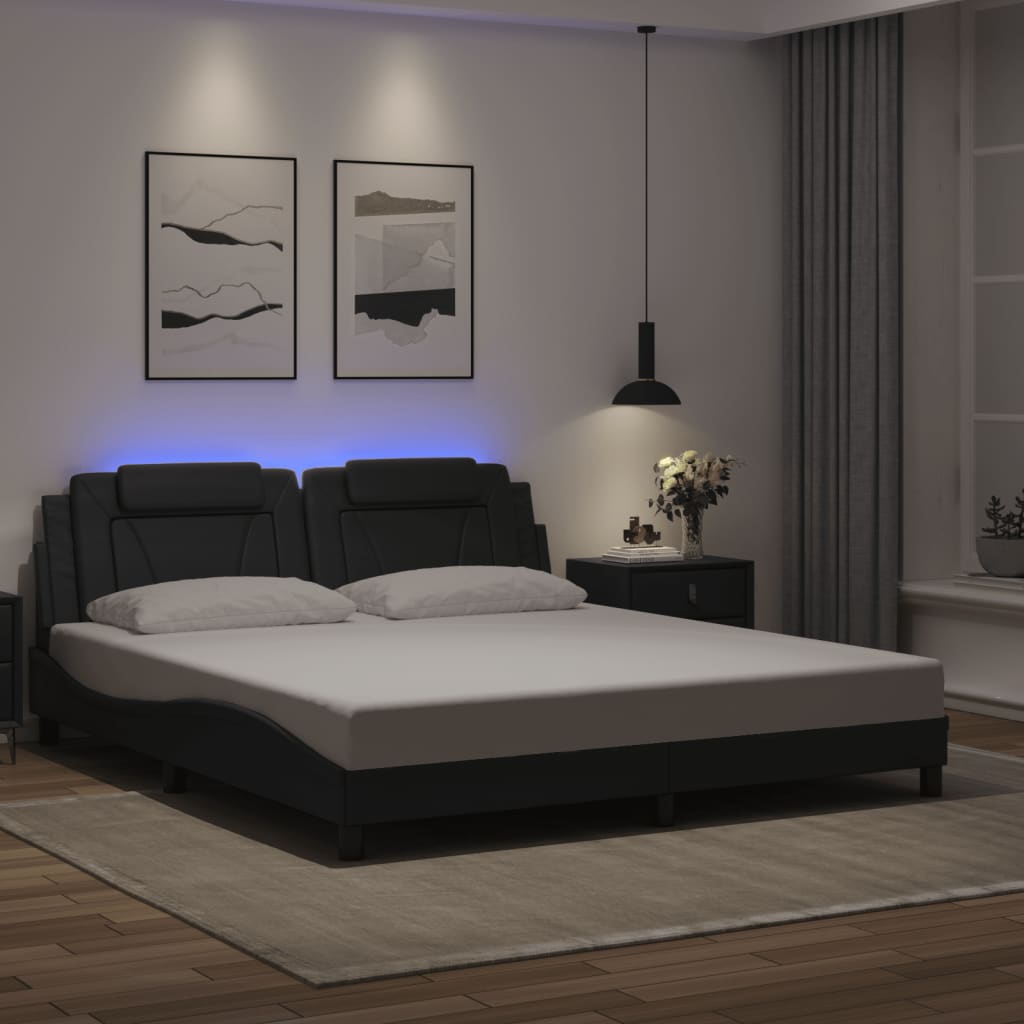sengeramme Viana med LED uden madras 180x200 cm sort