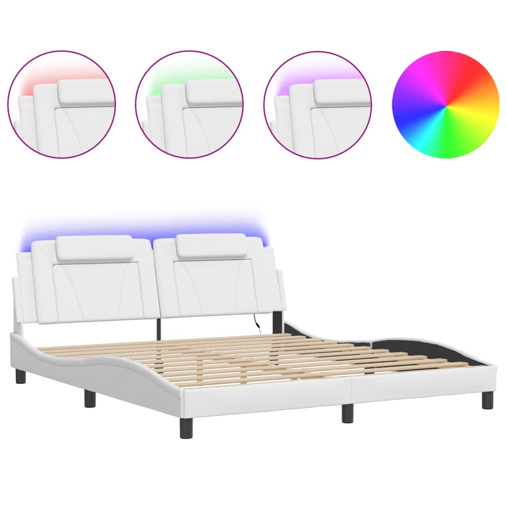 sengeramme Viana med LED uden madras 180x200 cm sort og hvid