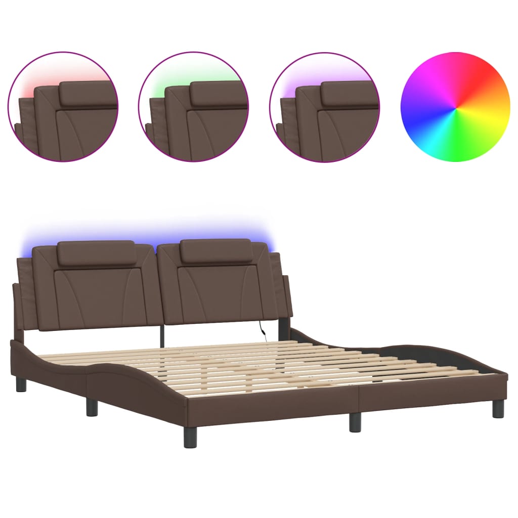 sengeramme Viana med LED uden madras 100x200 cm brun