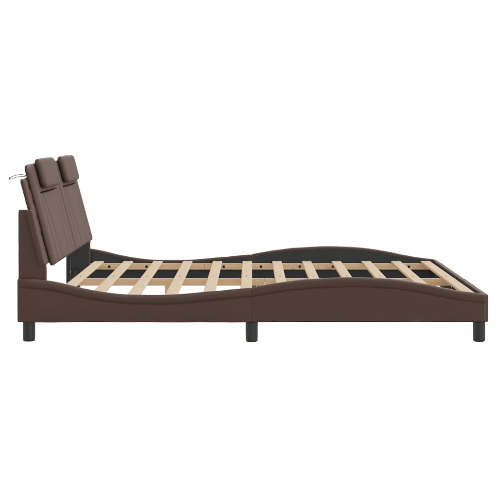 sengeramme Viana med LED uden madras 100x200 cm brun