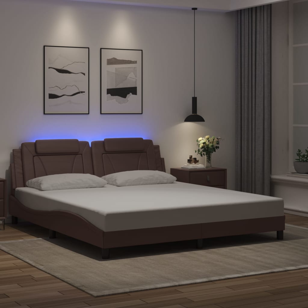 sengeramme Viana med LED uden madras 100x200 cm brun
