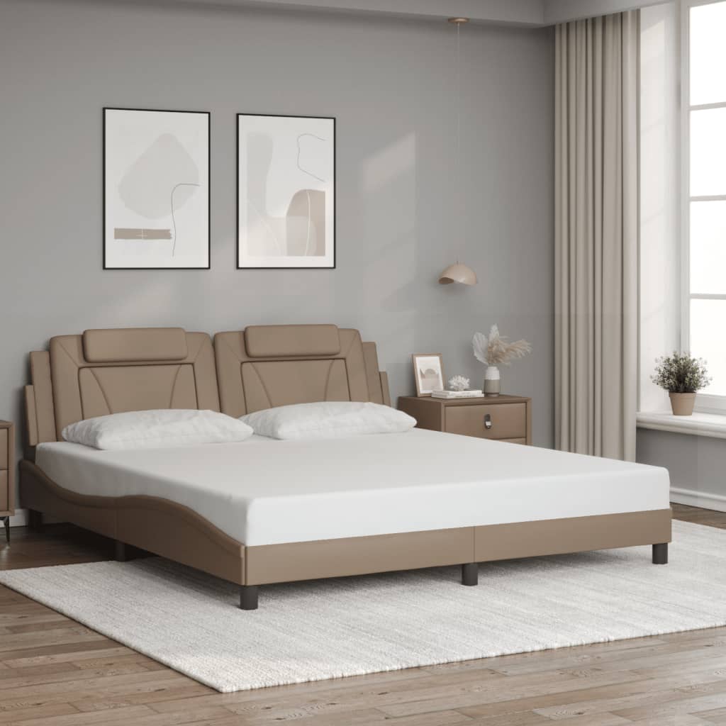 sengeramme Viana med LED uden madras 180x200 cm cappuccinofarvet