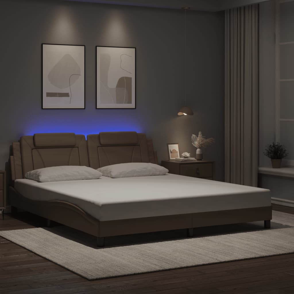sengeramme Viana med LED uden madras 180x200 cm cappuccinofarvet