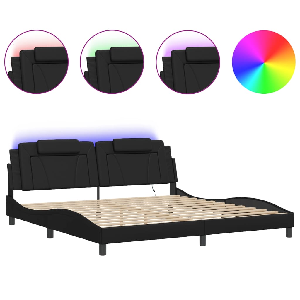 sengeramme Viana med LED uden madras 200x200 cm sort