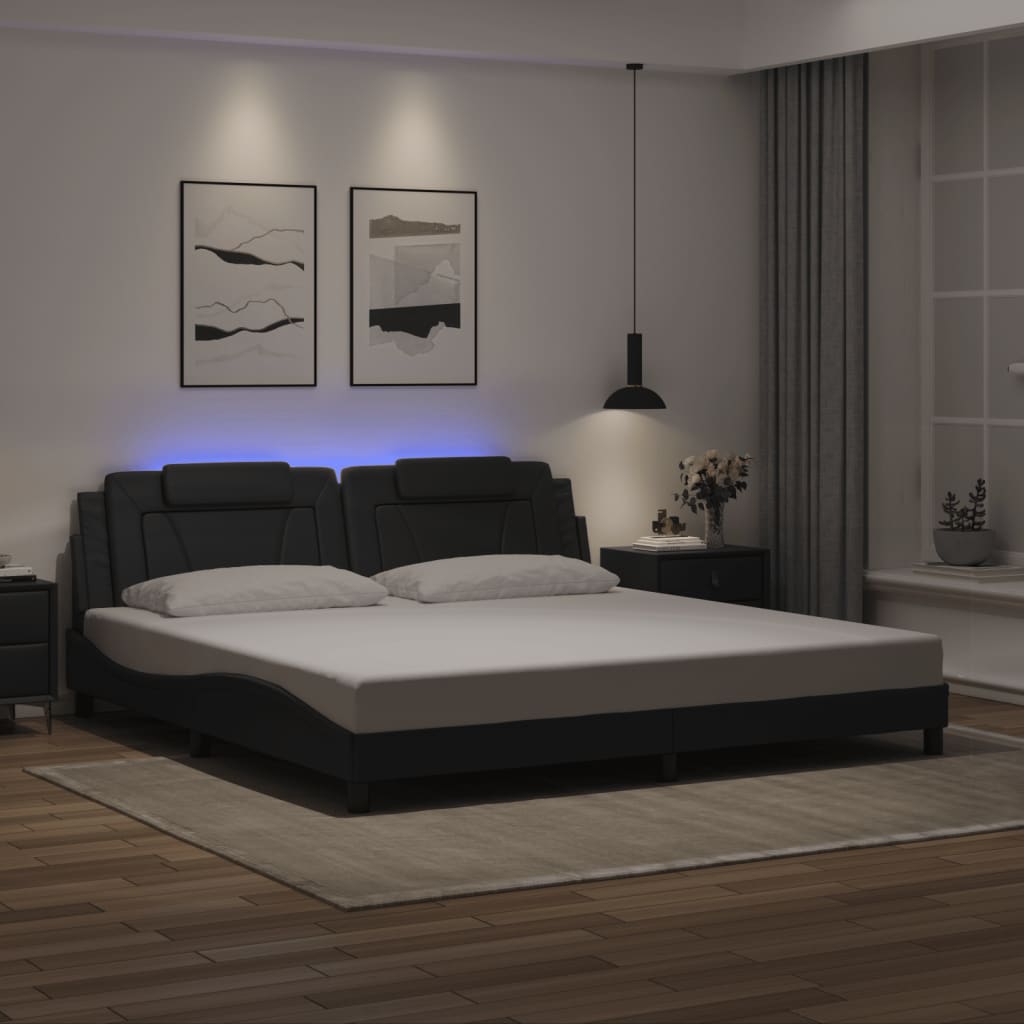 sengeramme Viana med LED uden madras 200x200 cm sort