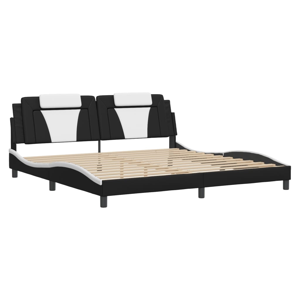 sengeramme Viana med LED uden madras 200x200 cm sort og hvid