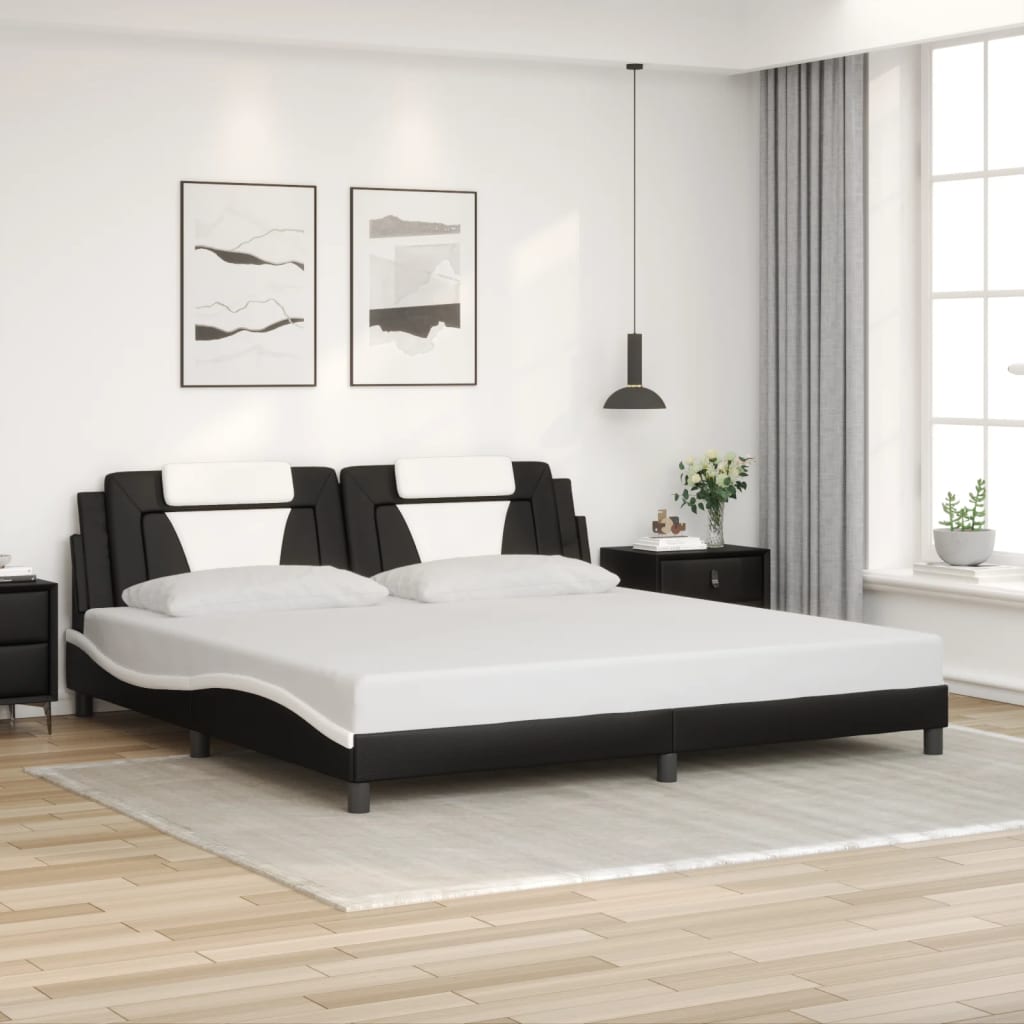 sengeramme Viana med LED uden madras 200x200 cm sort og hvid