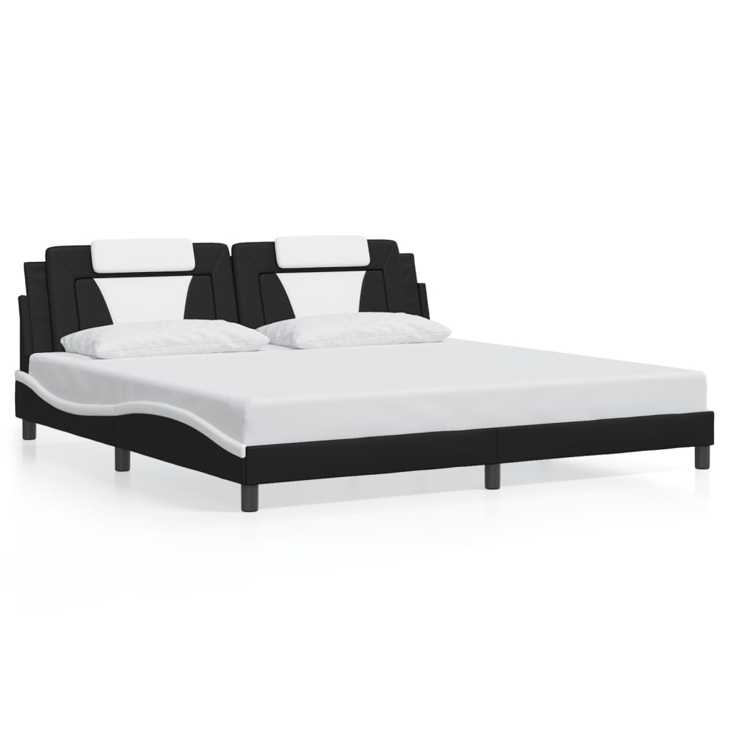 sengeramme Viana med LED uden madras 200x200 cm sort og hvid