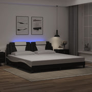 sengeramme Viana med LED uden madras 200x200 cm sort og hvid