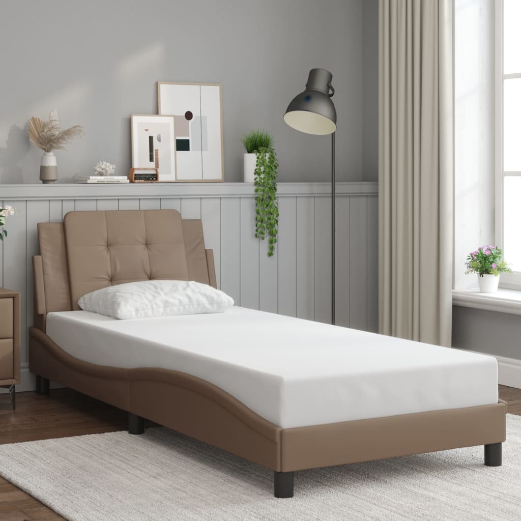 sengeramme med LED uden madras Zadar 80x200 cm cappuccinofarvet