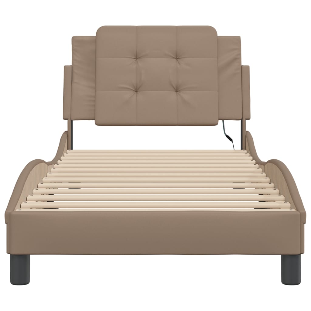sengeramme med LED uden madras Zadar 80x200 cm cappuccinofarvet