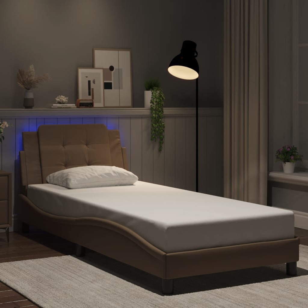 sengeramme med LED uden madras Zadar 80x200 cm cappuccinofarvet