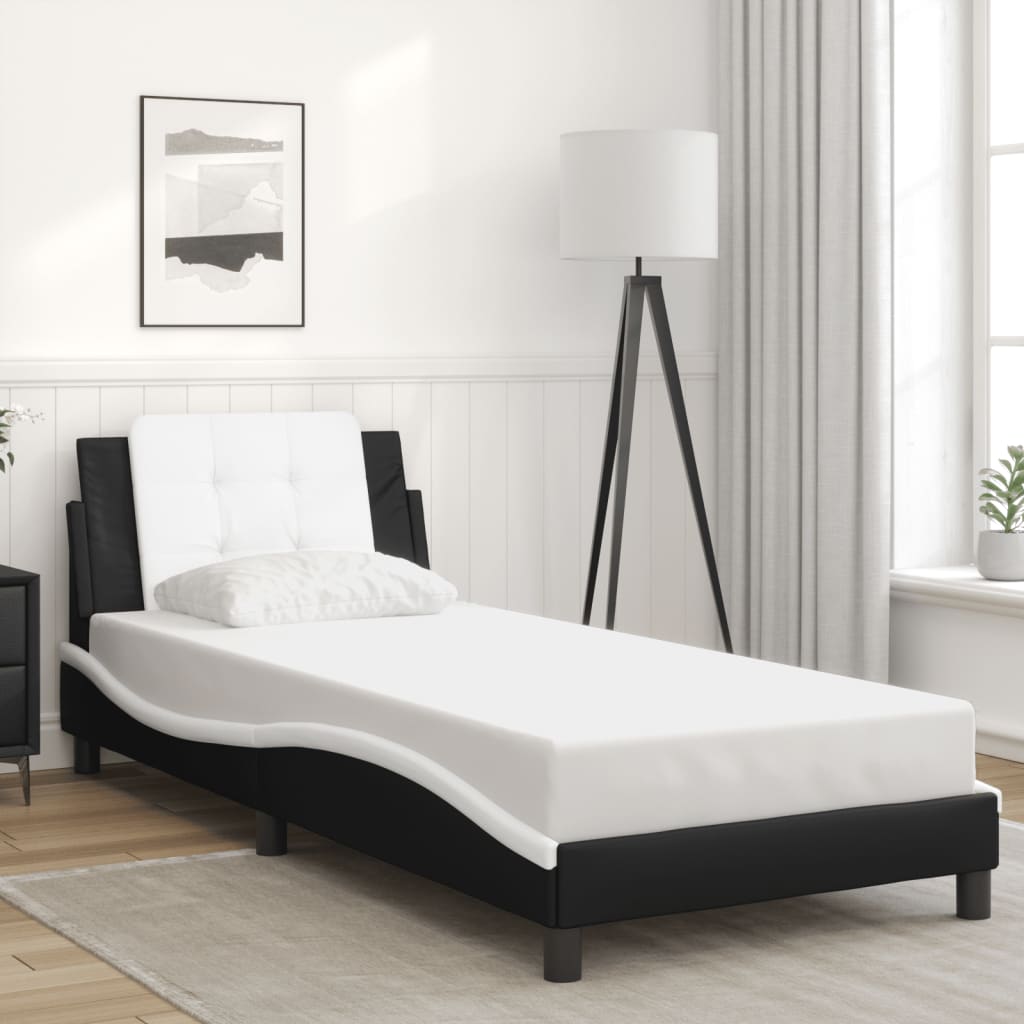sengeramme med LED uden madras Zadar 80x200 cm sort og hvid