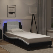 sengeramme med LED uden madras Zadar 80x200 cm sort og hvid
