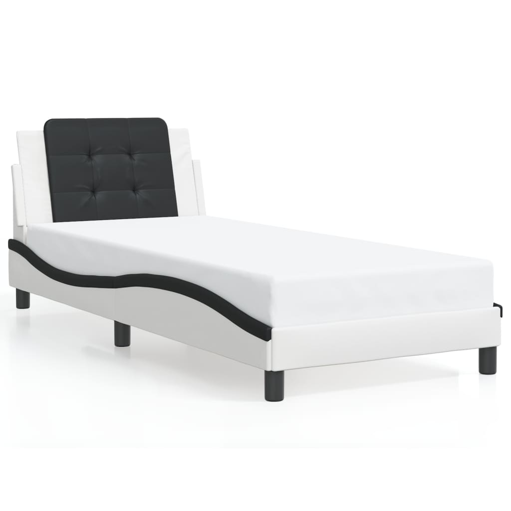sengeramme med LED uden madras Zadar 80x200 cm hvid og sort