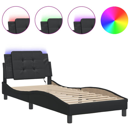 sengeramme med LED uden madras Zadar 90x190 cm sort