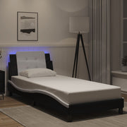 sengeramme med LED uden madras Zadar 90x190 cm sort og hvid
